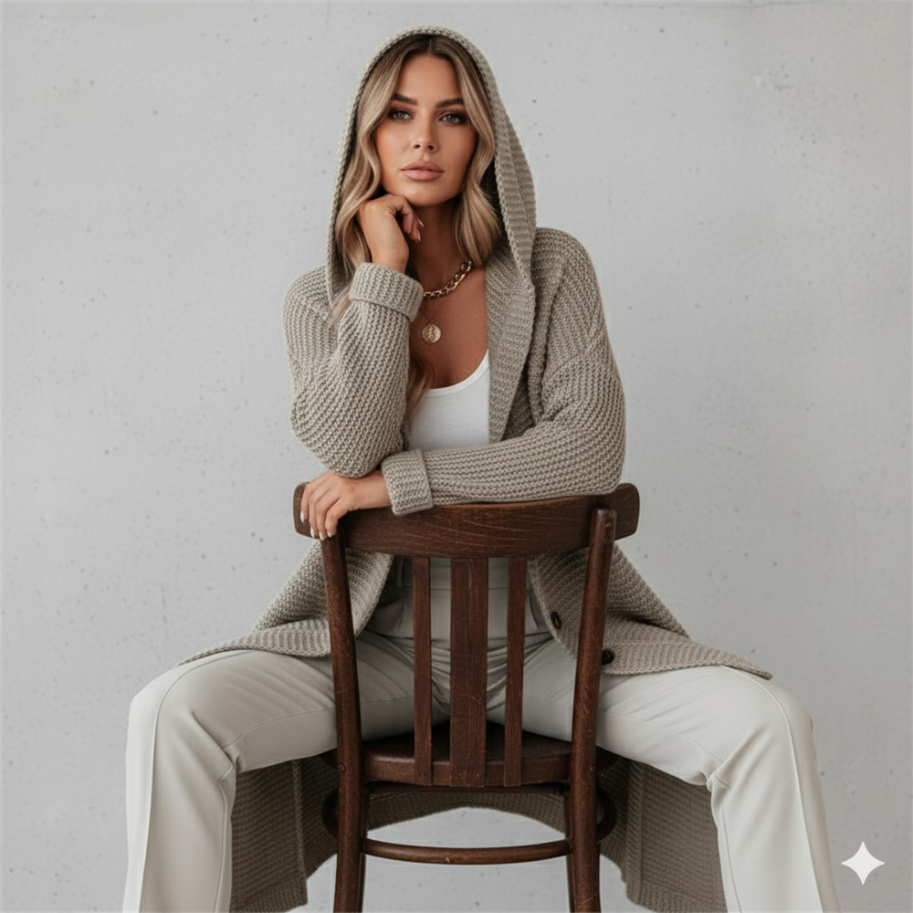 Damen Strickjacke mit Kapuze | Locker & Warm für Herbst Winter