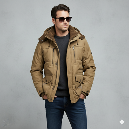 Warmer Herren Wintermantel mit Kapuze | Dick & Funktional