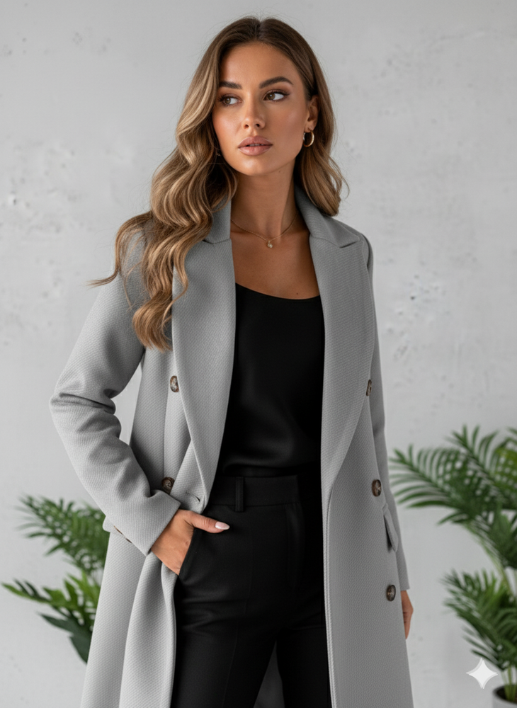 Damen Mantel mit Reverskragen | Doppelreihig & Elegant | Herbst/Winter