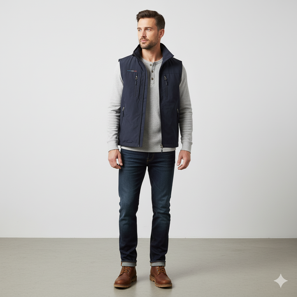 Herren Outdoor Weste mit Taschen | Leicht & Atmungsaktiv | Übergang