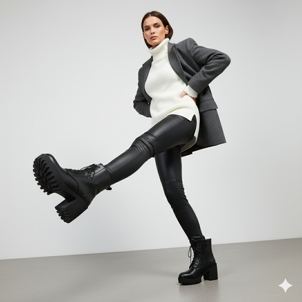 Damen Winter Stiefeletten mit Absatz | Warm Gefüttert & Vegan