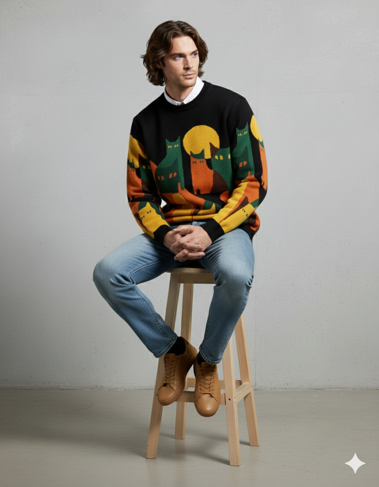 Moderner Herrenpullover mit Print | Lässig & Stylisch | Herbst/Winter