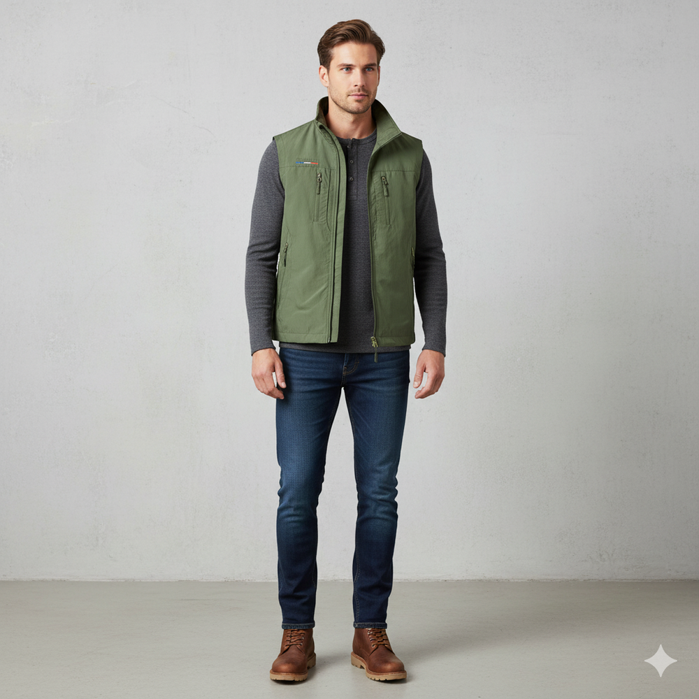 Herren Outdoor Weste mit Taschen | Leicht & Atmungsaktiv | Übergang