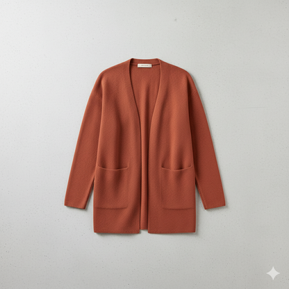 Langer Damen Strickjacke mit Taschen | Herbst & Winter | Elegant