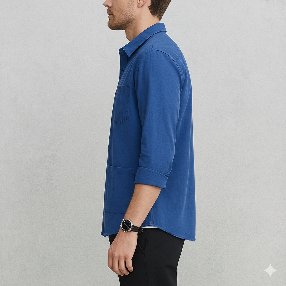 Herren Freizeithemd langarm | Modern mit Brusttasche