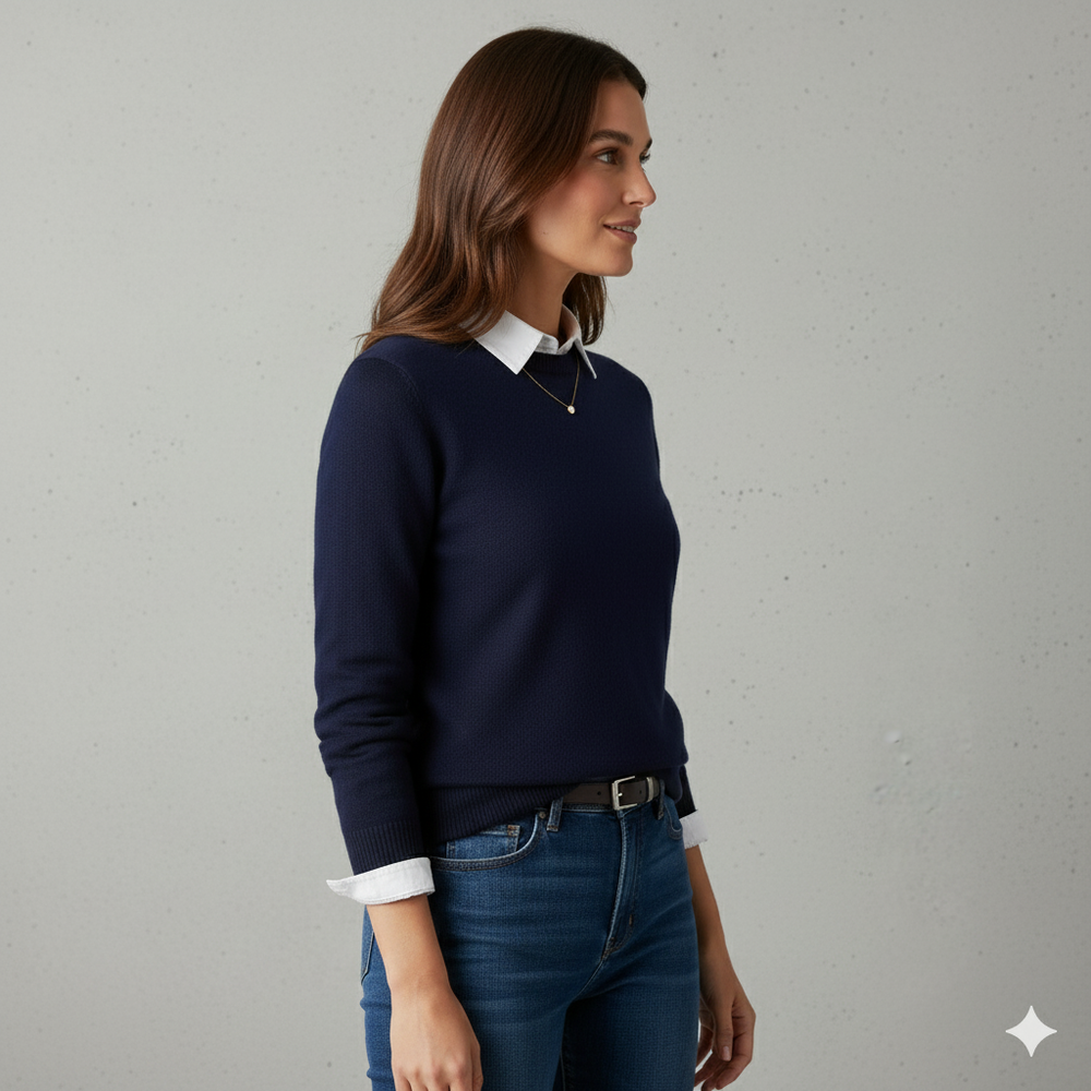 Kuscheliger Damen Strickpullover mit Rundhalsausschnitt | Winter | Elegant