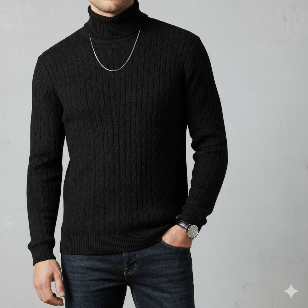 Feiner Herren Strickpullover mit Rollkragen
