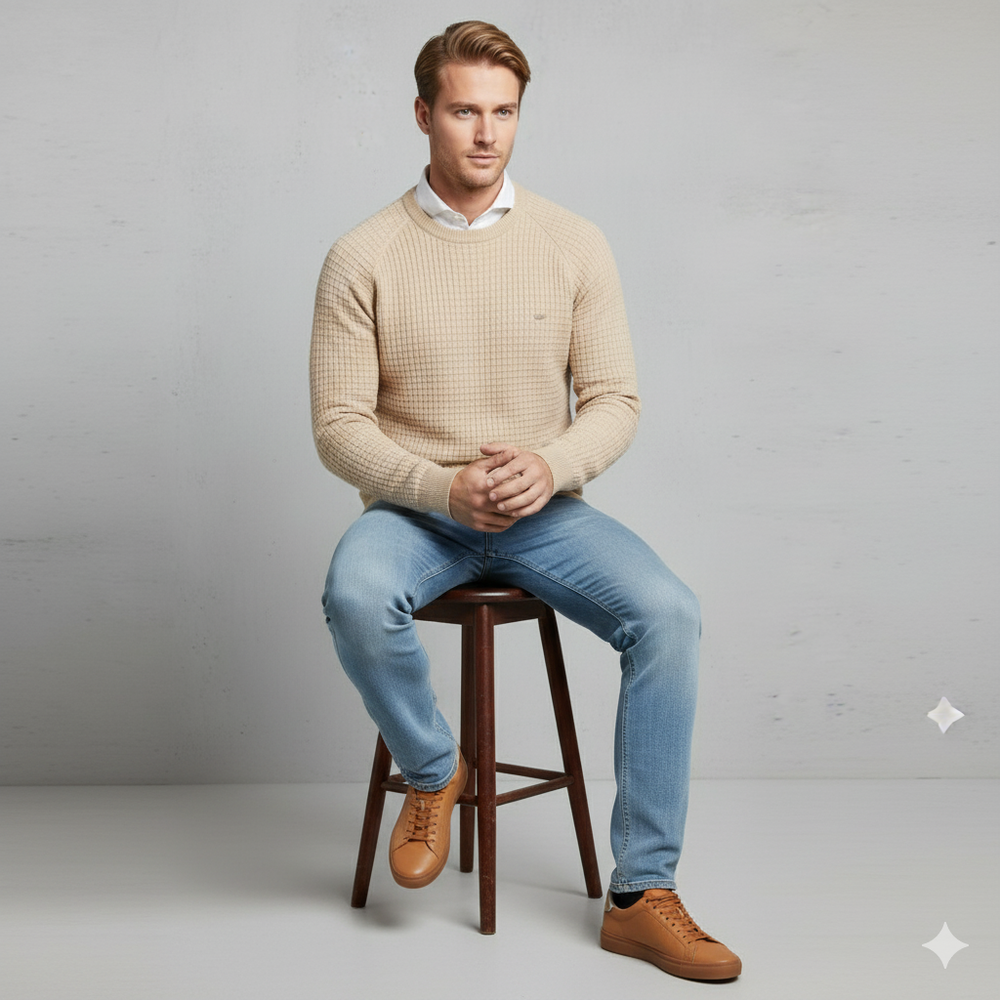 Herren Baumwollpullover mit Karomuster | Modern & Bequem