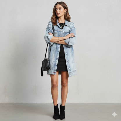 Damen Trenchcoat aus Denim | Mittellang & Modern | Übergang
