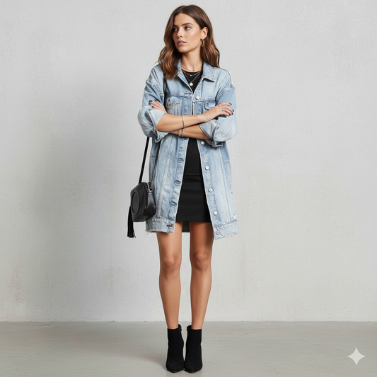 Damen Trenchcoat aus Denim | Mittellang & Modern | Übergang