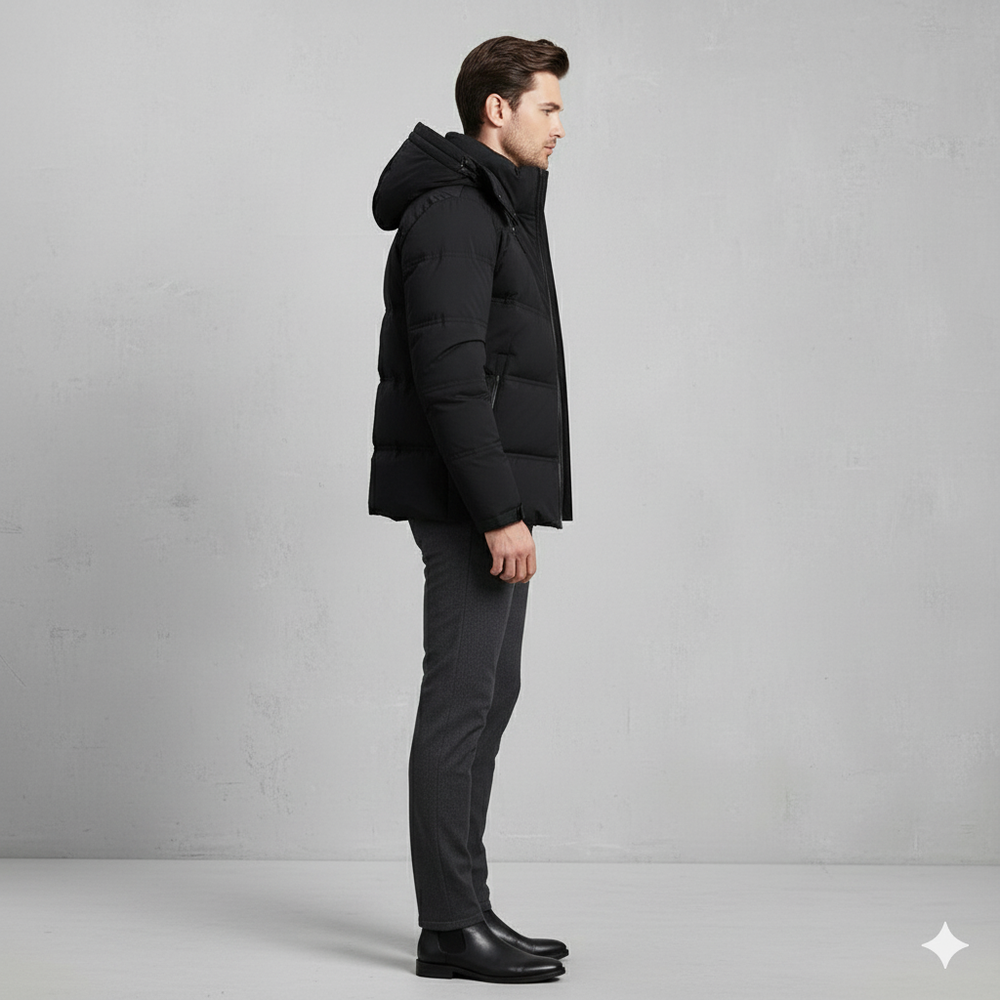 Warme Herren Daunenjacke mit Kapuze | Winter | Slim Fit