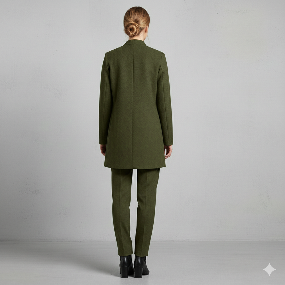 Damen Wollmantel mit Stehkragen | Schmaler Schnitt & Elegant | Herbst/Winter