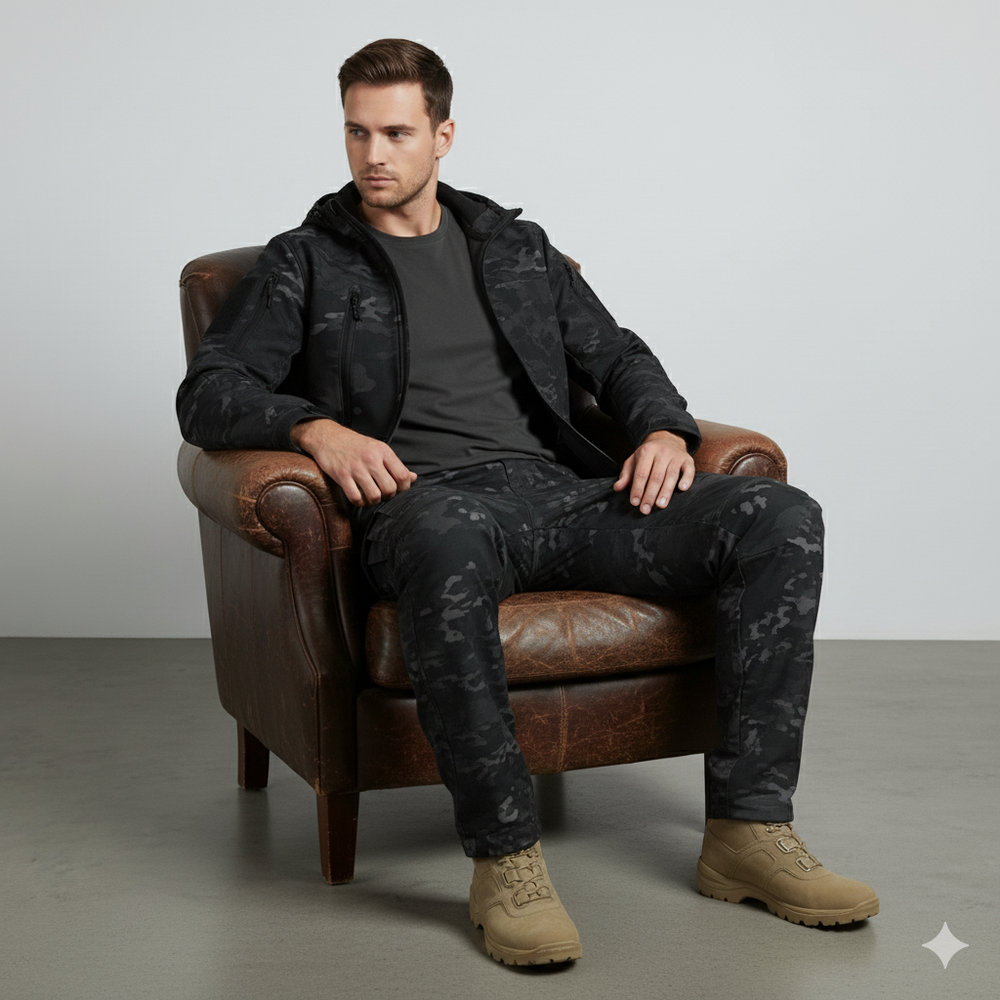 Herren Outdoor Taktikanzug mit Kapuze | Wasserabweisend & Winter