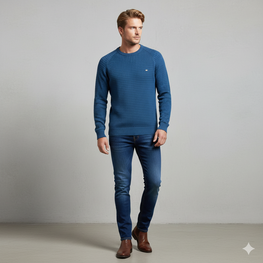 Herren Baumwollpullover mit Karomuster | Modern & Bequem