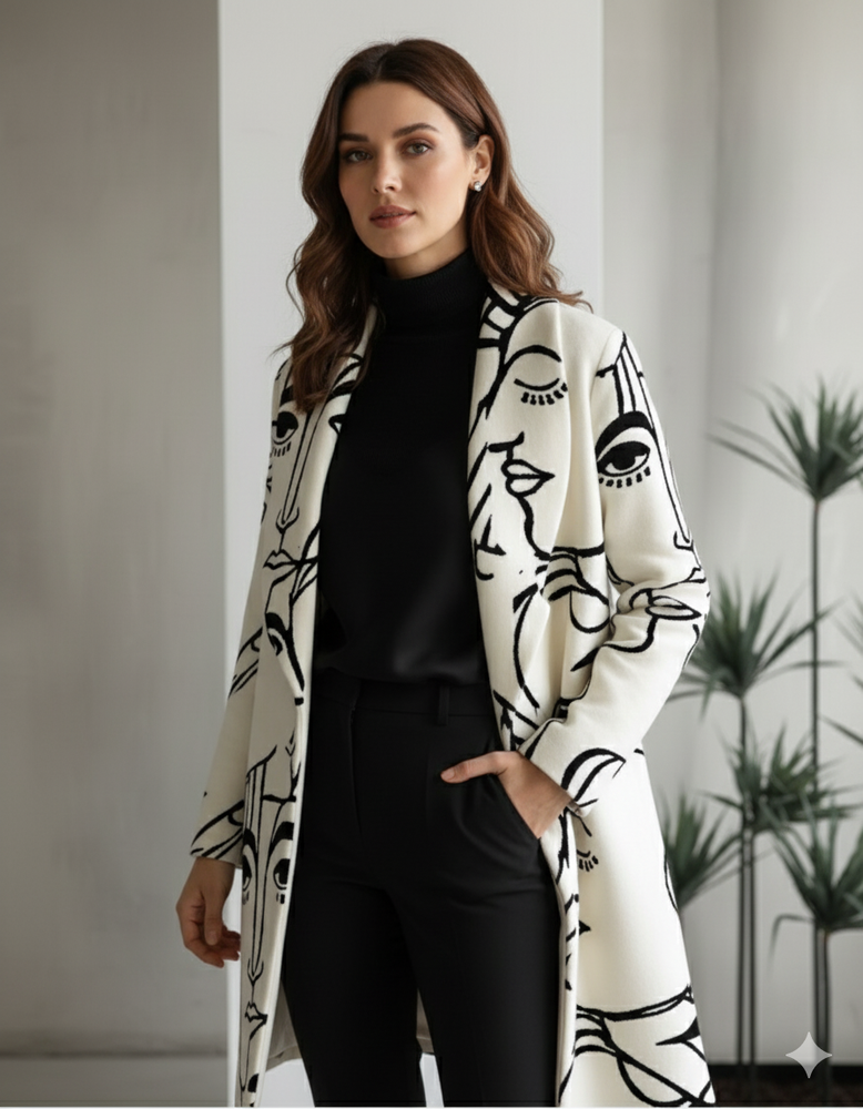 Damen Wollmantel mit Karomuster | Oversize & Warm | Winter