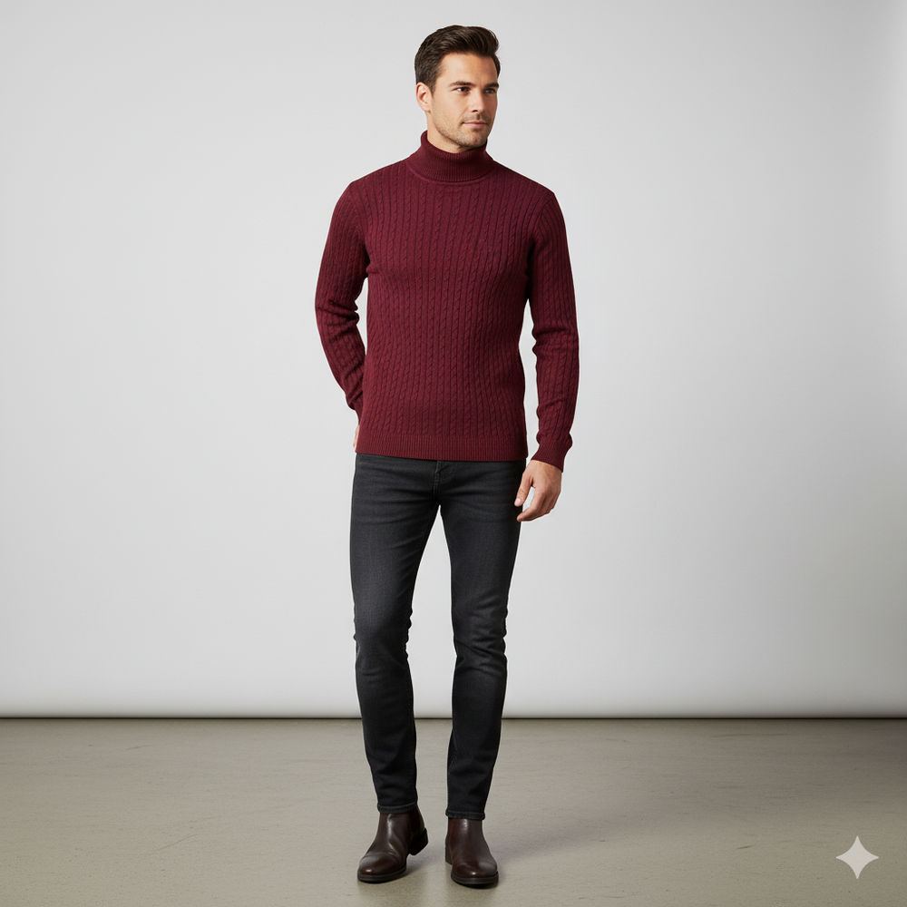 Feiner Herren Strickpullover mit Rollkragen