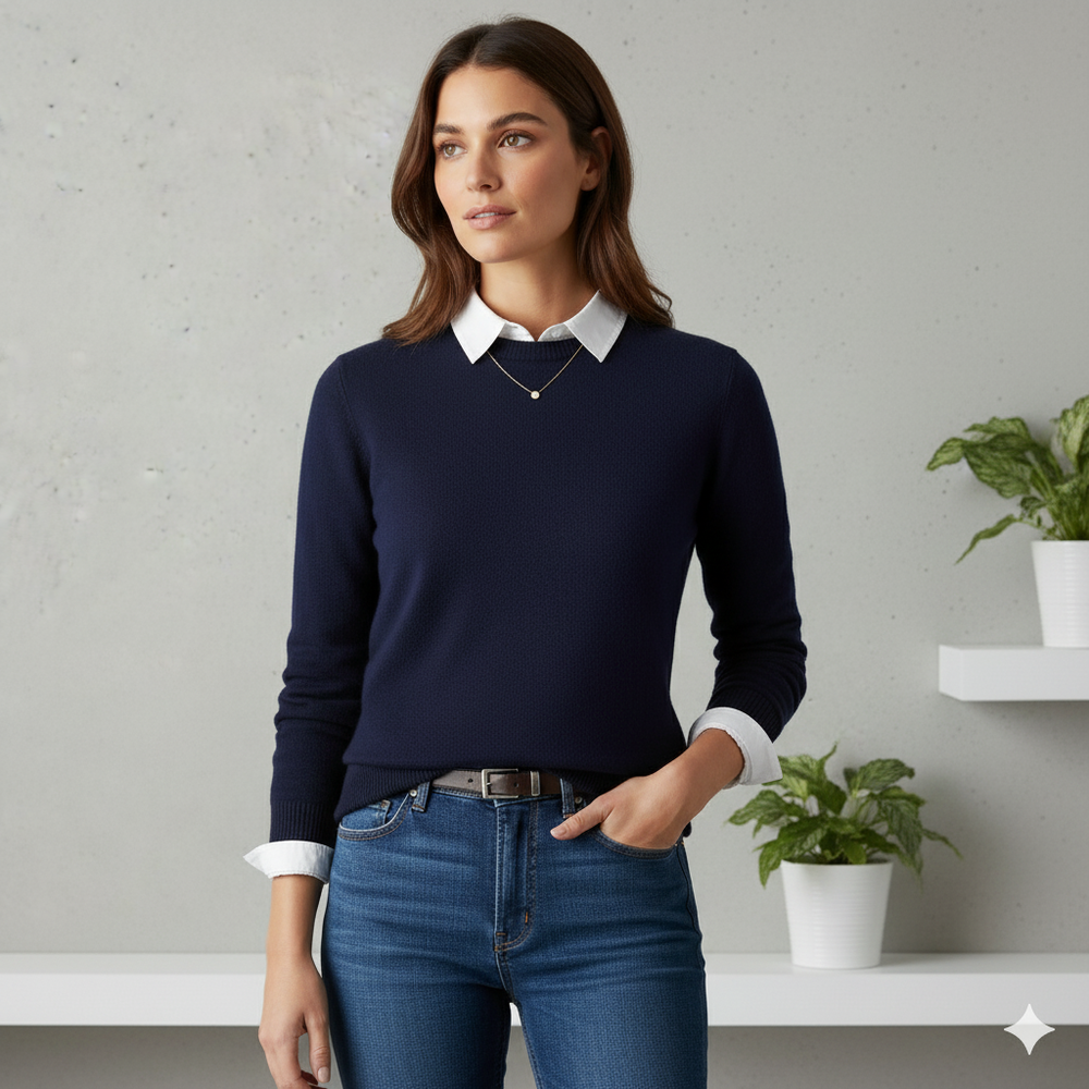 Kuscheliger Damen Strickpullover mit Rundhalsausschnitt | Winter | Elegant