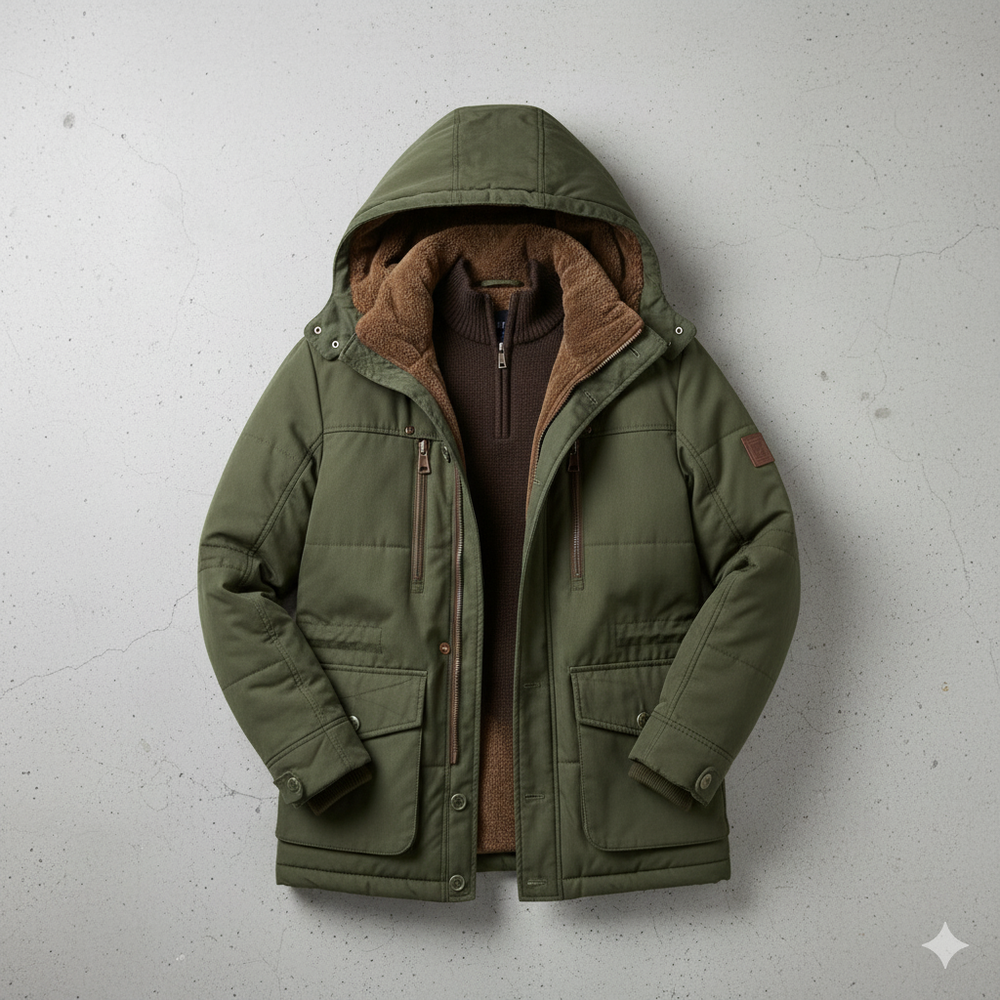 Warmer Herren Wintermantel mit Kapuze | Dick & Funktional