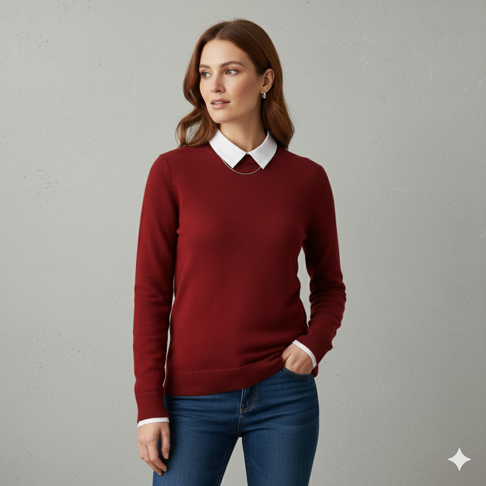 Kuscheliger Damen Strickpullover mit Rundhalsausschnitt | Winter | Elegant