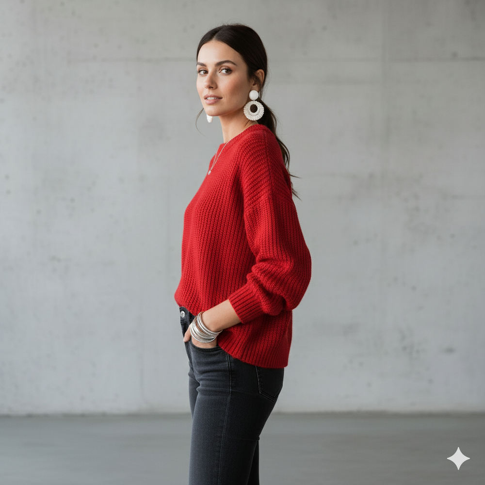 Locker gestrickter Damenpullover | Oversize & Freizeit