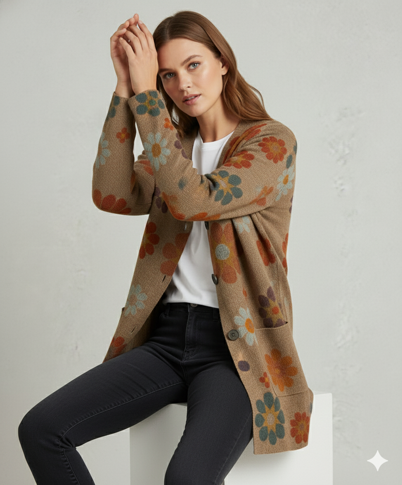 Damen Strickjacke mit abstraktem Print | Herbst/Winter | Stylisch