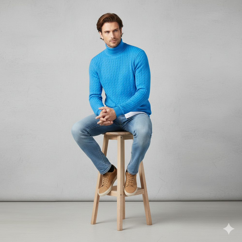 Feiner Herren Strickpullover mit Rollkragen