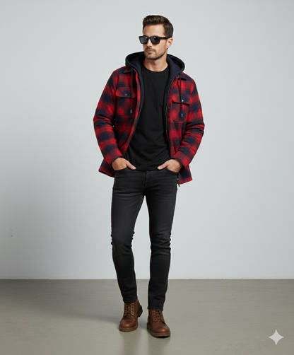 Gepolsterte Herrenjacke mit Karomuster | Warm & Casual Winter