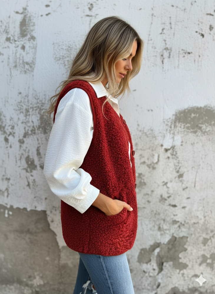 Kuschelige Damenweste mit Knöpfen | Warm für Herbst/Winter