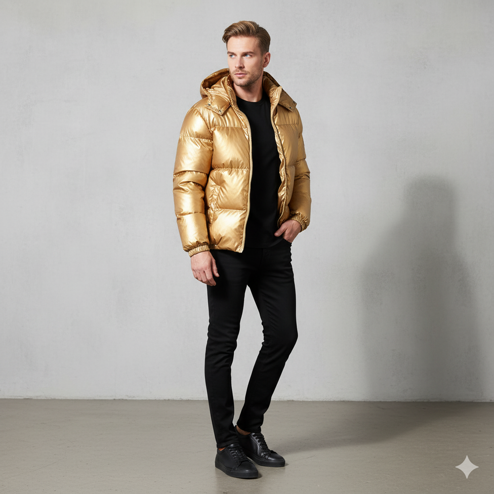 Herren Pufferjacke mit Kapuze | Winter | Warm & Modern