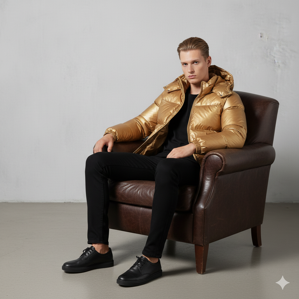 Herren Pufferjacke mit Kapuze | Winter | Warm & Modern