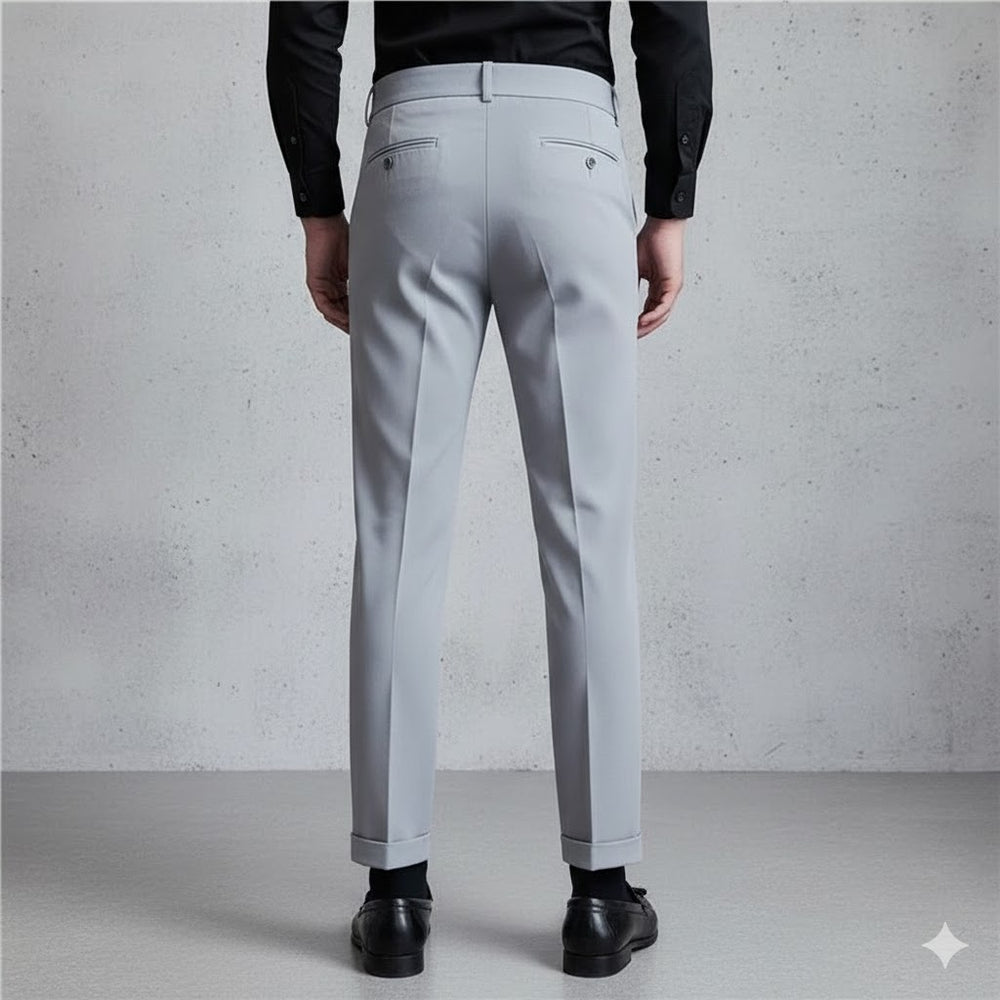 Herren Bundfaltenhose elegant | Moderner Slim Fit mit Doppelverschluss