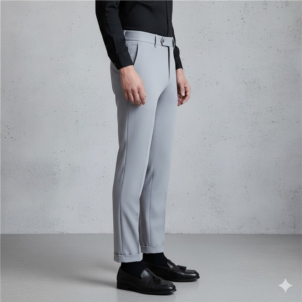 Herren Bundfaltenhose elegant | Moderner Slim Fit mit Doppelverschluss