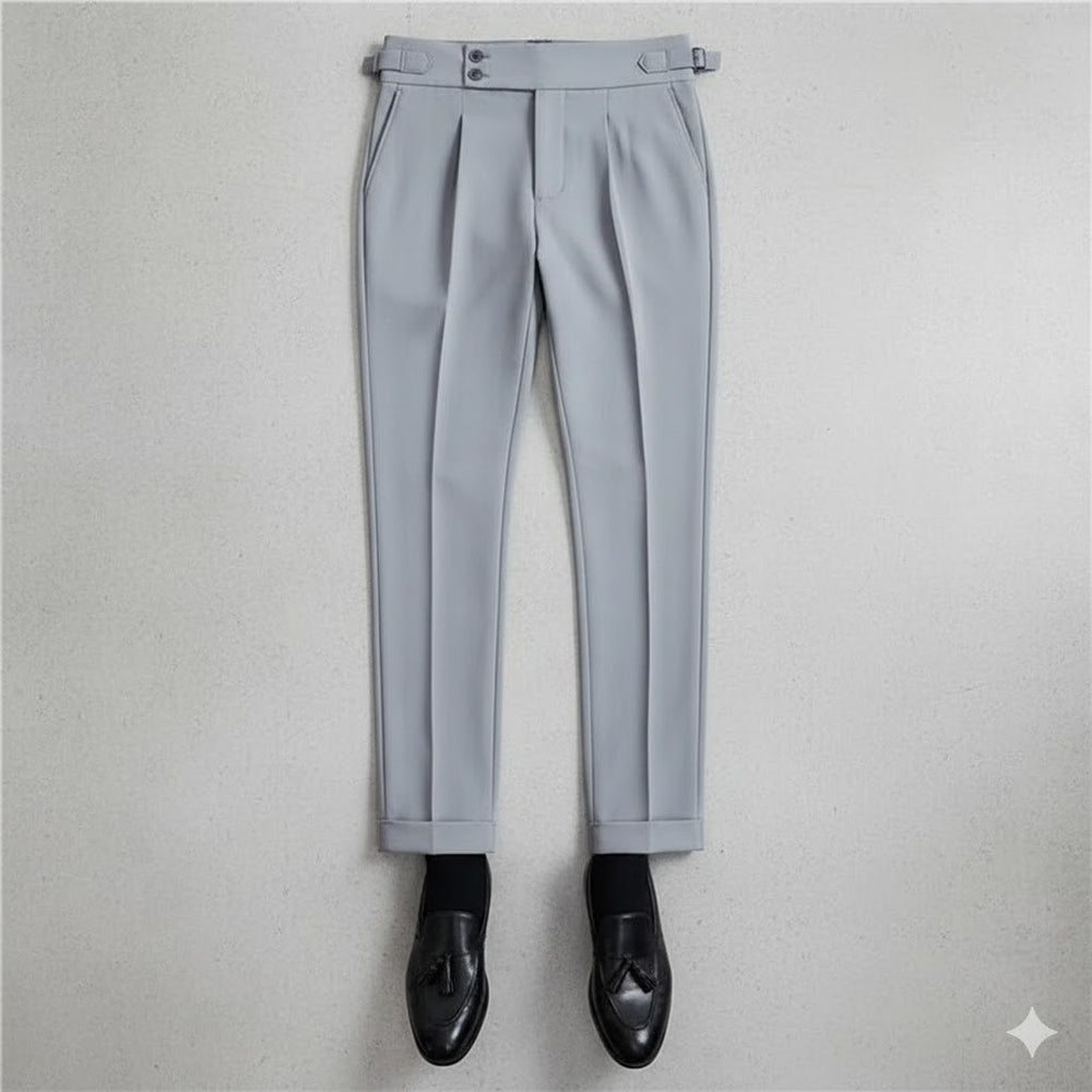 Herren Bundfaltenhose elegant | Moderner Slim Fit mit Doppelverschluss