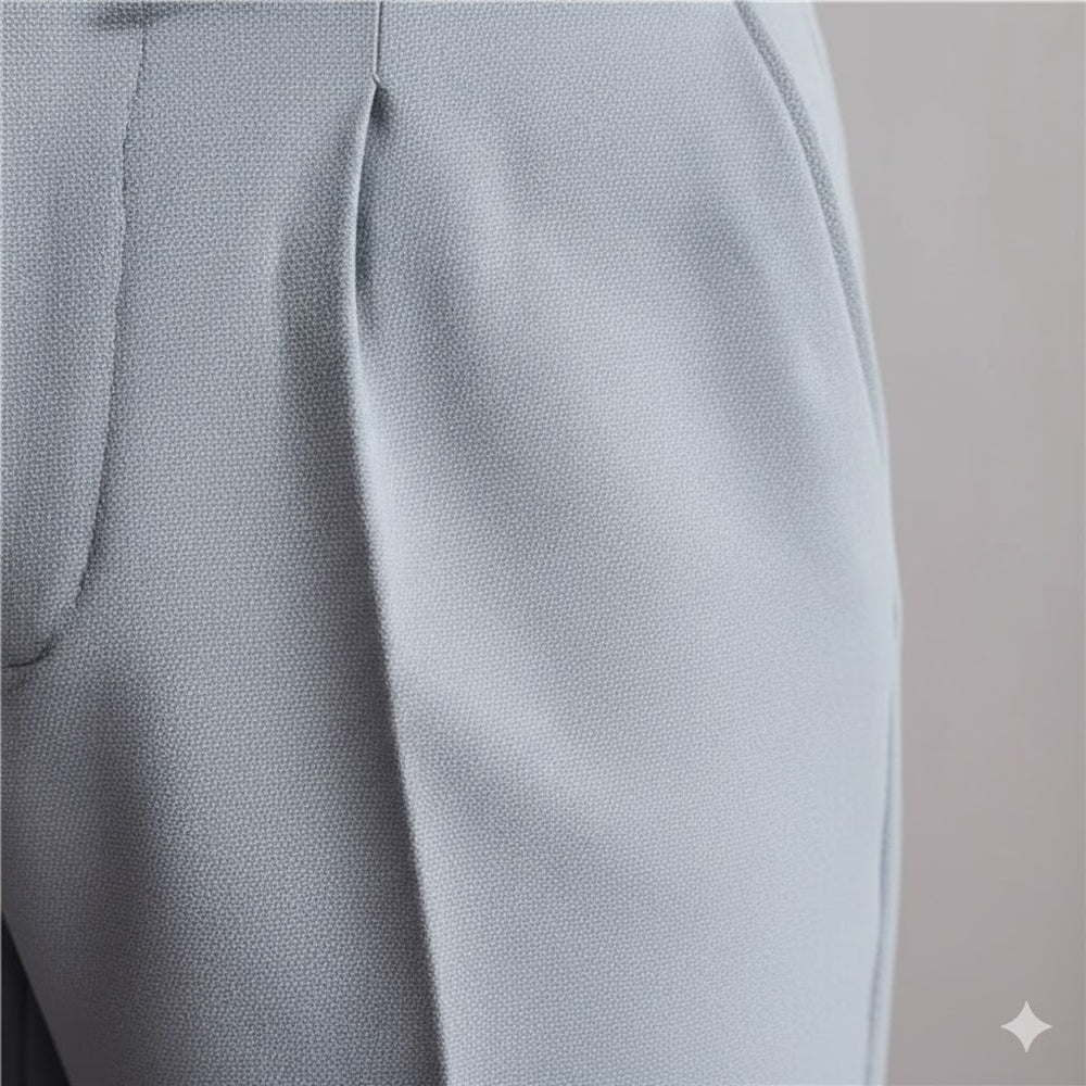 Herren Bundfaltenhose elegant | Moderner Slim Fit mit Doppelverschluss