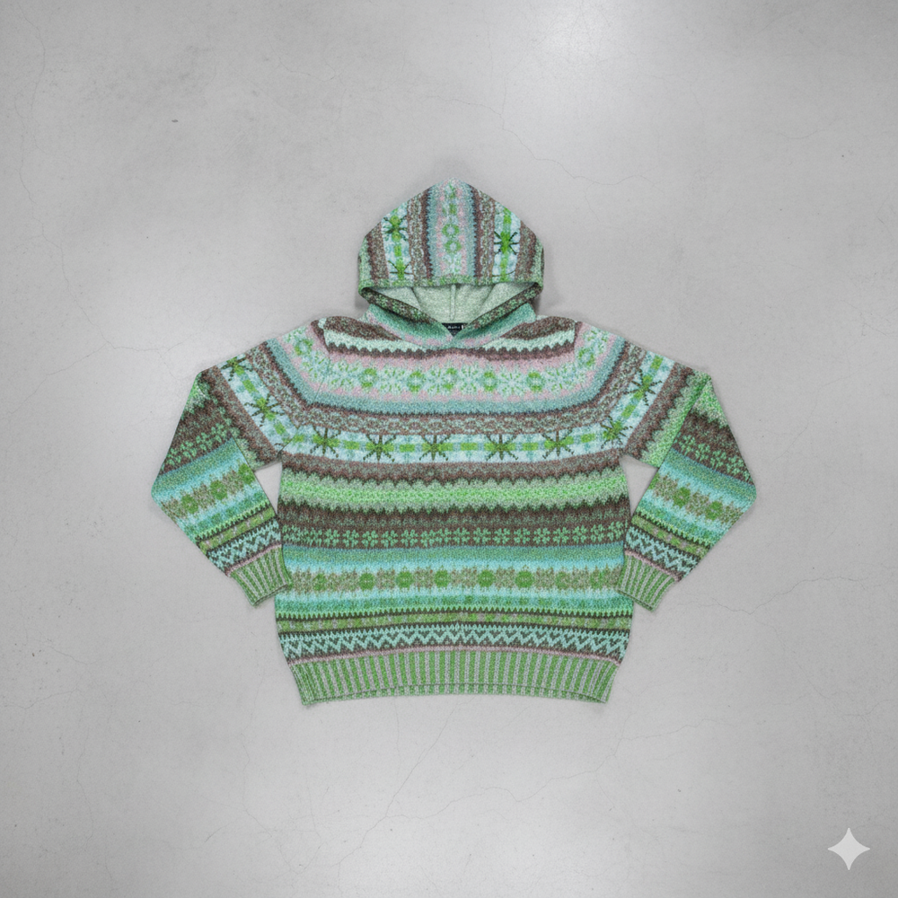 Gemusterter Damen Hoodie Pullover mit Kapuze | Winter