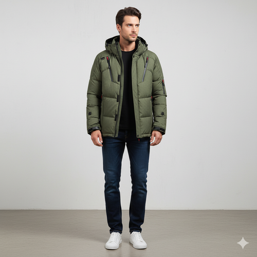 Herren Steppjacke mit Kapuze | Winter | Warm & Atmungsaktiv