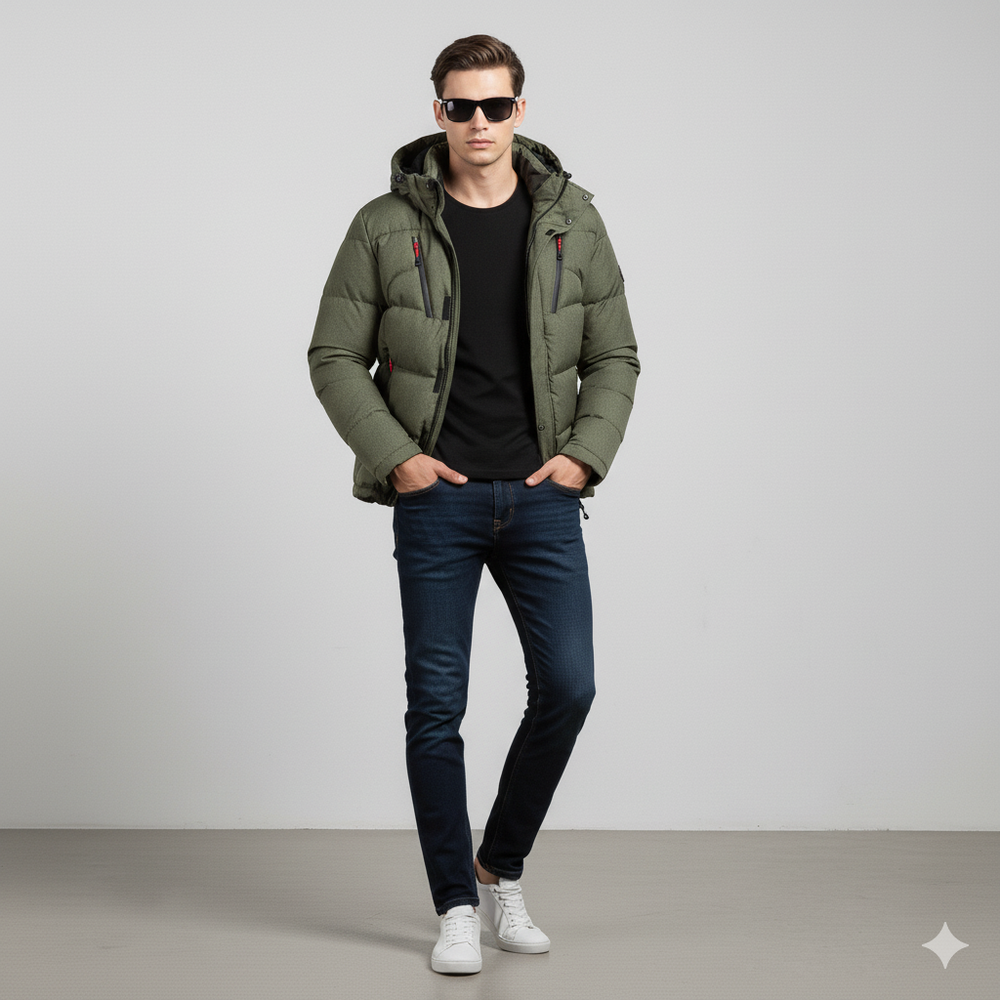Herren Steppjacke mit Kapuze | Winter | Warm & Atmungsaktiv