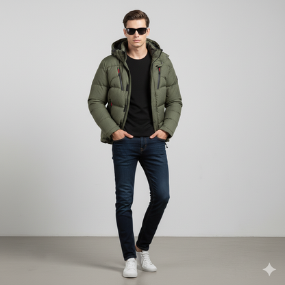 Herren Steppjacke mit Kapuze | Winter | Warm & Atmungsaktiv