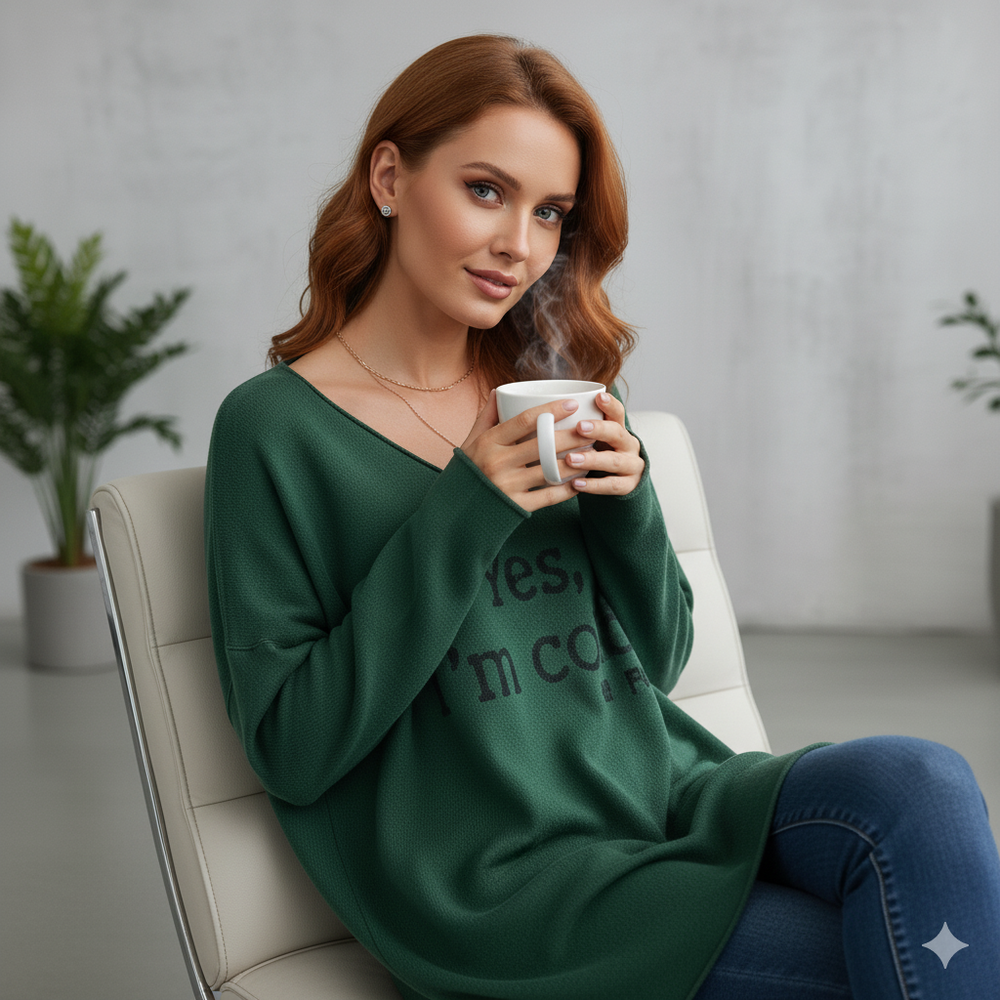 Damenpullover mit V Ausschnitt und Print | Freizeit