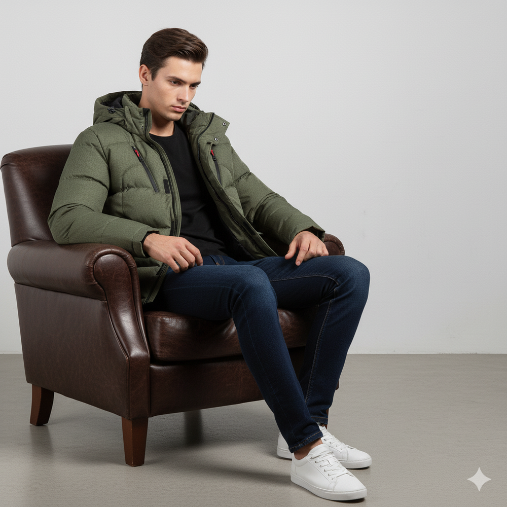 Herren Steppjacke mit Kapuze | Winter | Warm & Atmungsaktiv