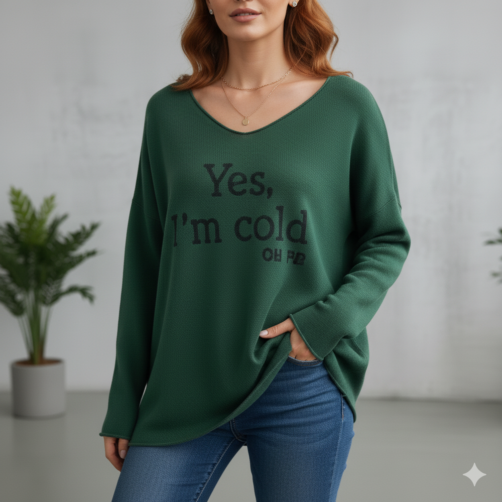 Damenpullover mit V Ausschnitt und Print | Freizeit