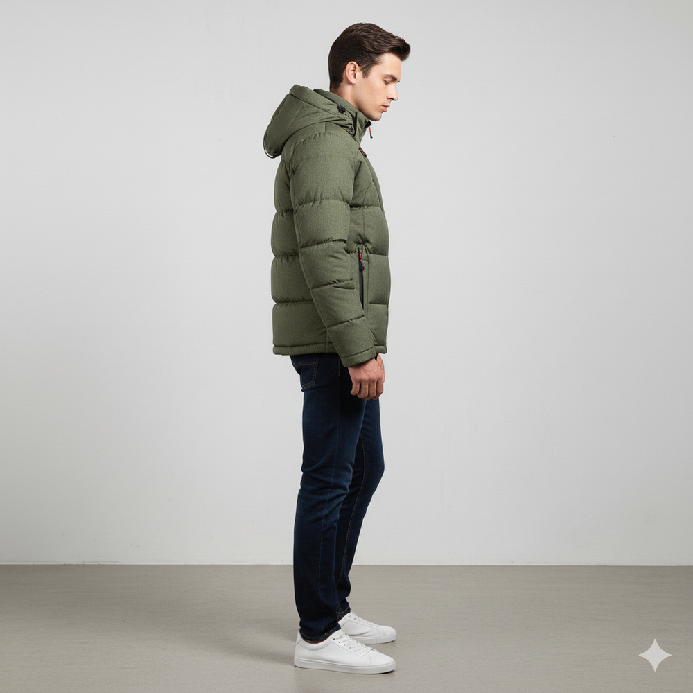 Herren Steppjacke mit Kapuze | Winter | Warm & Atmungsaktiv