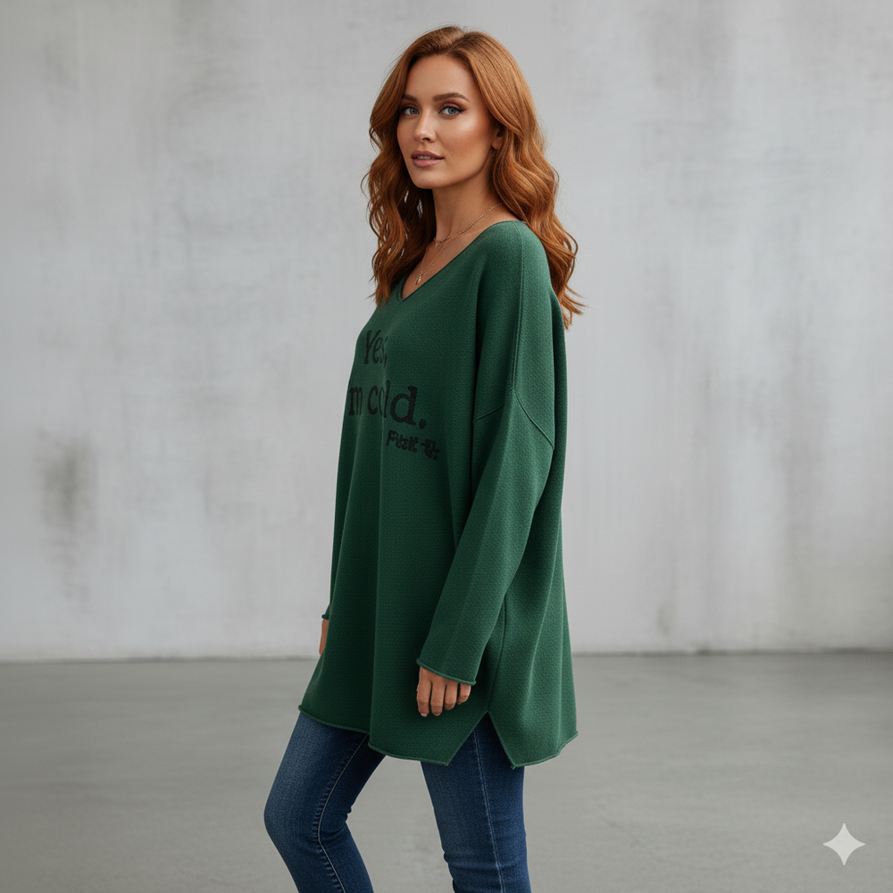 Damenpullover mit V Ausschnitt und Print | Freizeit