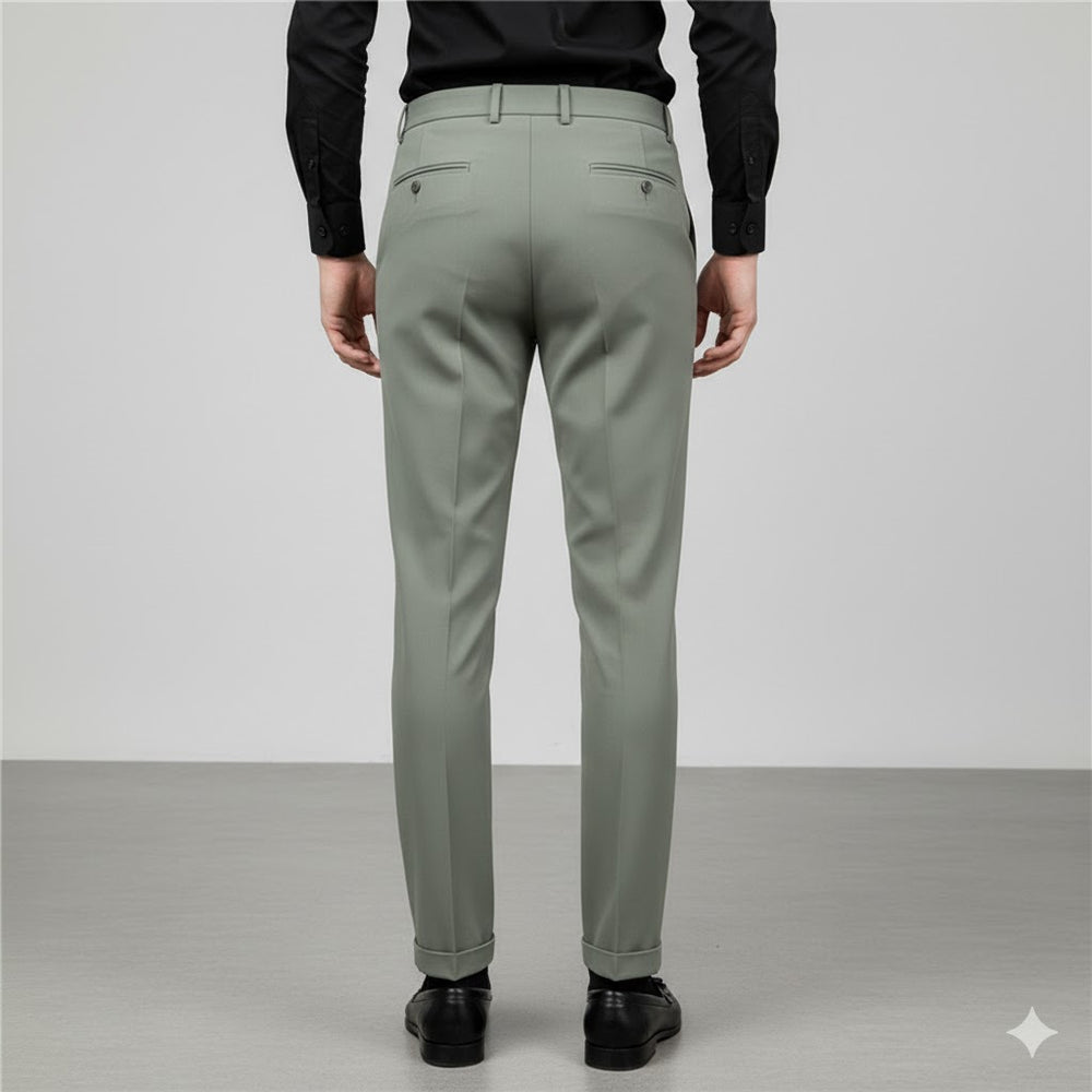 Herren Bundfaltenhose elegant | Moderner Slim Fit mit Doppelverschluss