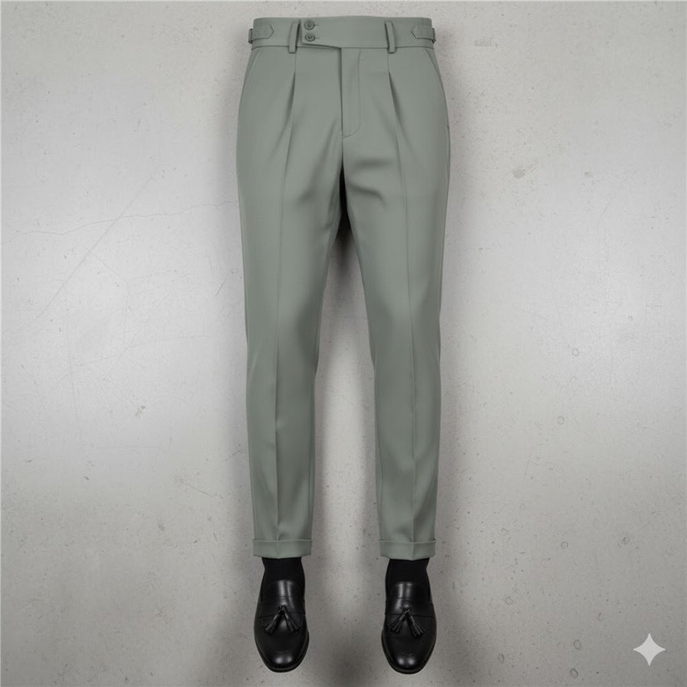 Herren Bundfaltenhose elegant | Moderner Slim Fit mit Doppelverschluss