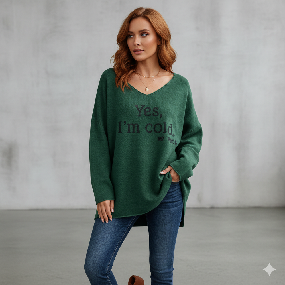 Damenpullover mit V Ausschnitt und Print | Freizeit