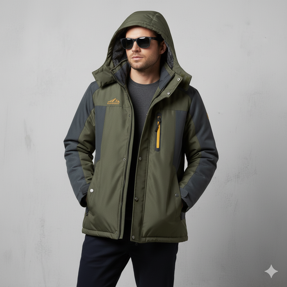 Herren Skijacke mit Kapuze | Winddicht & Warm | Winter Outdoor