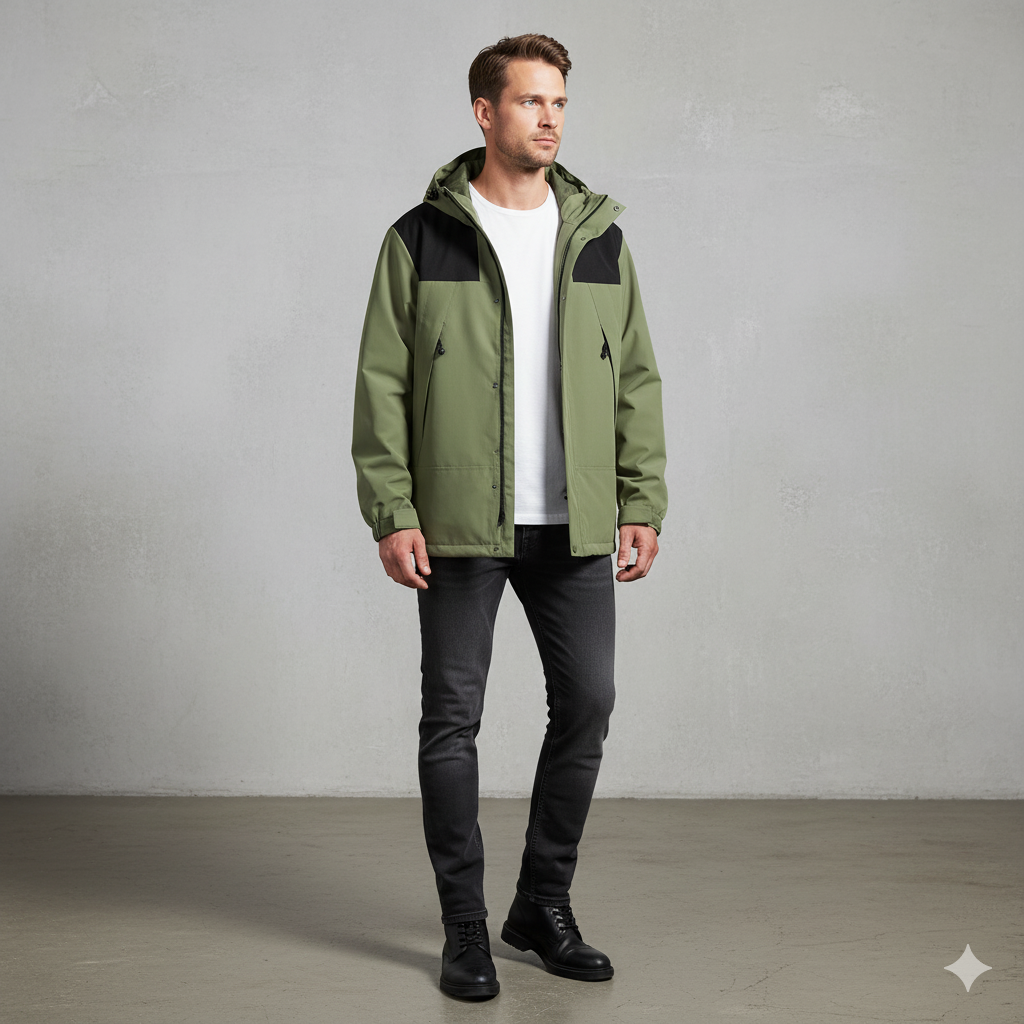 Herren Outdoorjacke mit Kapuze | Winddicht & Leicht | Freizeit