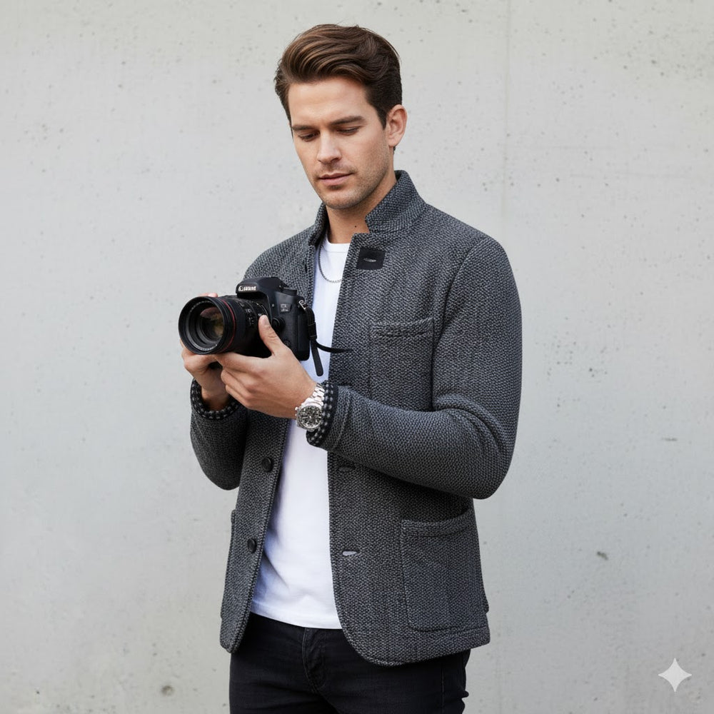 Herren Strickjacke mit Stehkragen | Slim Fit | Winter