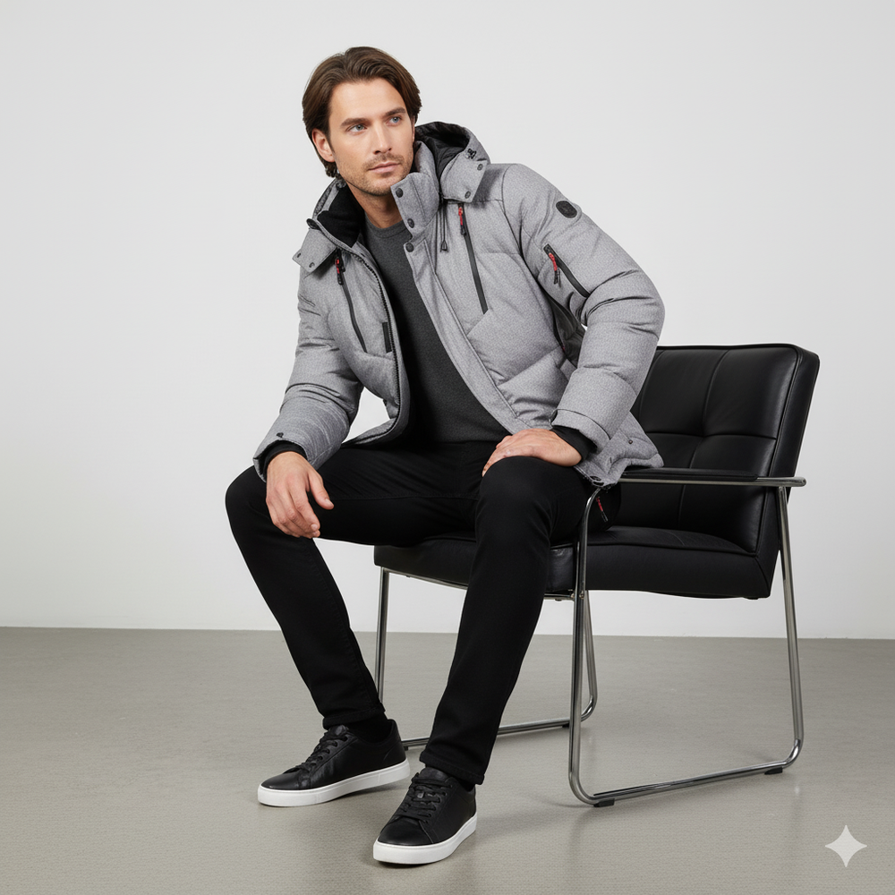 Herren Steppjacke mit Kapuze | Winter | Warm & Atmungsaktiv